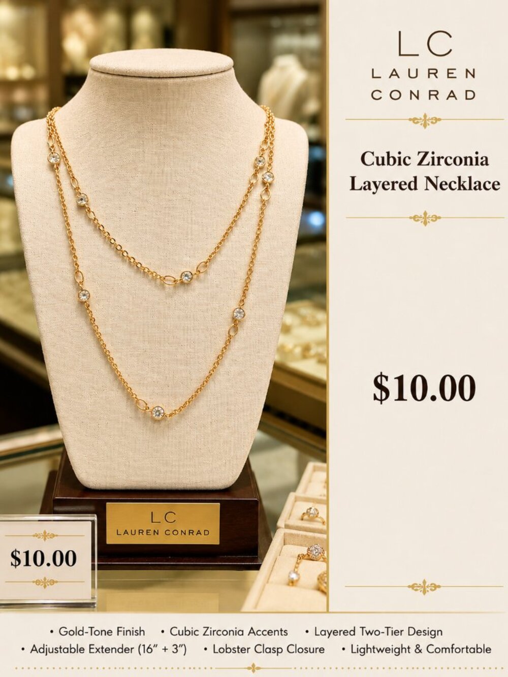 Lauren Conrad Layered Cubic Zirconia Necklace